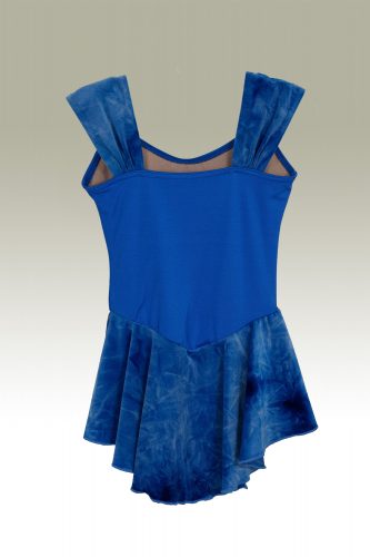 OBC_618_Royal Blue Lycra Bodice with Crushed Velvet Strap & Skirt & crystal logo_FS Dress_ BACK_IMG0908